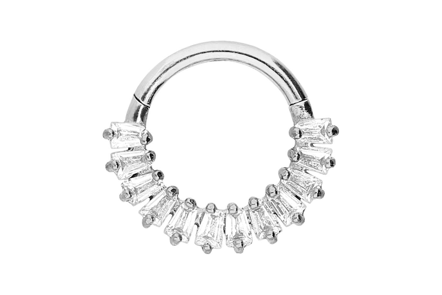 Chirurgenstahl Segmentring Clicker Piercing 12 EINGEFASSTE KRISTALLE